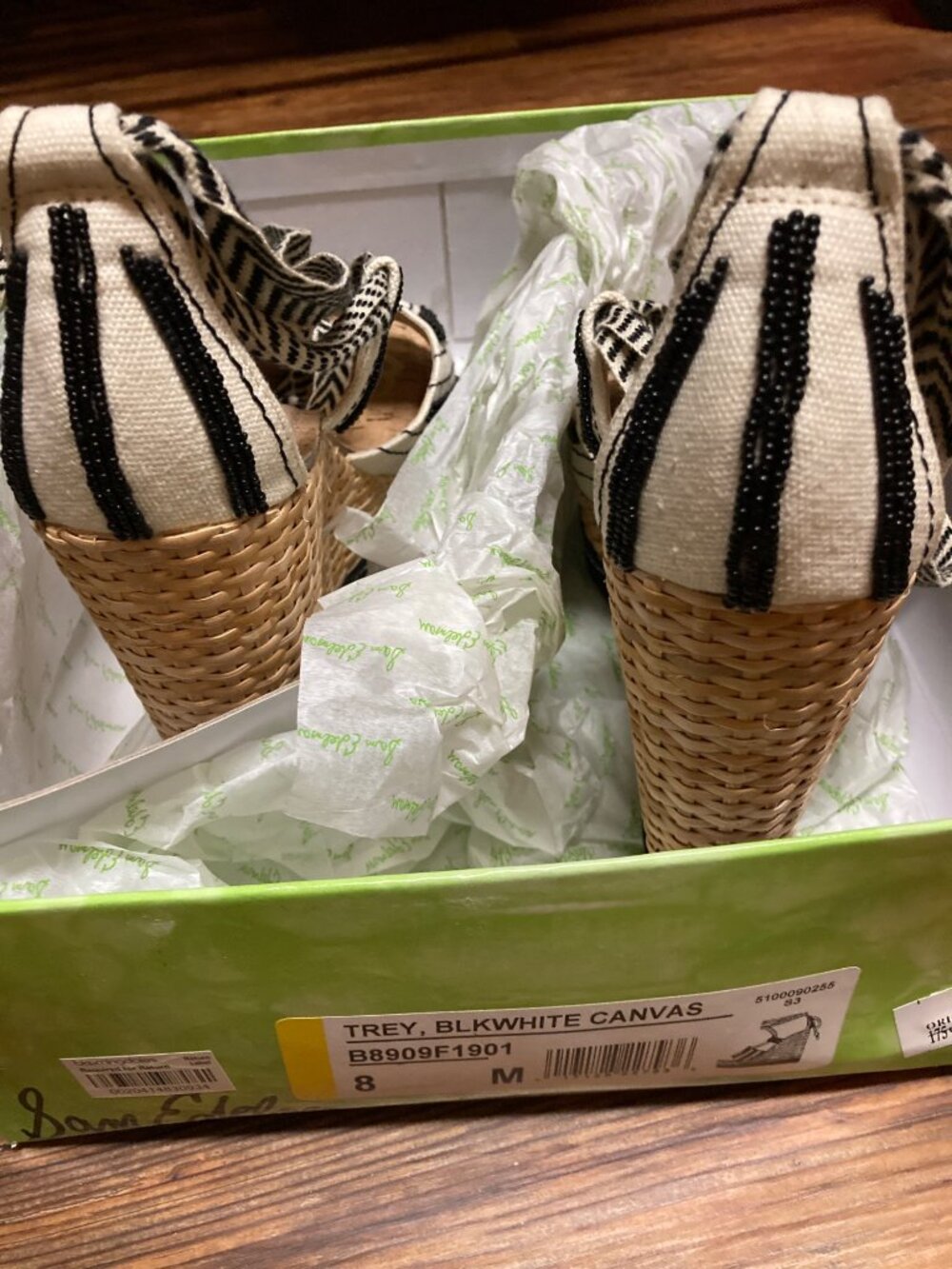 New Sam Edelman Canvas Wedge Shoes Size 8 - Stylish and Comfortable New In Box - Picture 9 of 10
